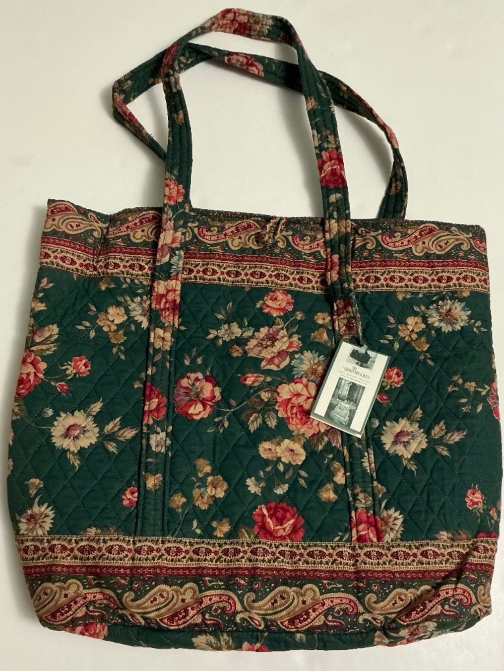 Vintage 1980s VERA BRADLEY Indiana Greenbriar 18x16" Button Tote Bag Floral - Picture 3 of 14